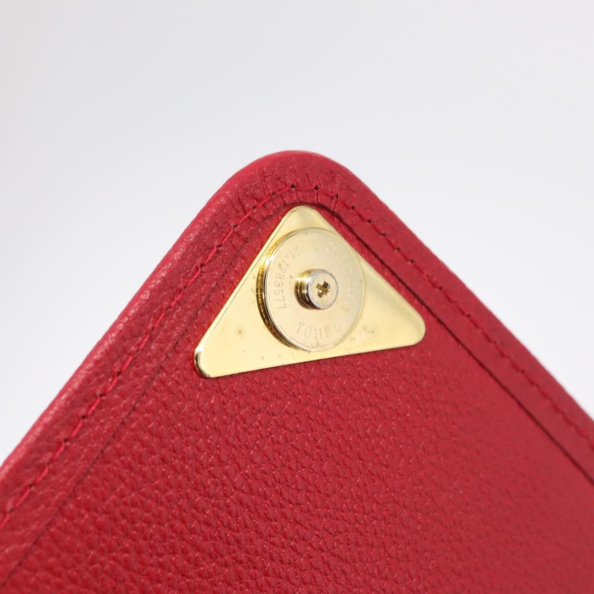 Saint Laurent Shoulder Bag Leather Red Gold Tone Auth 209090A