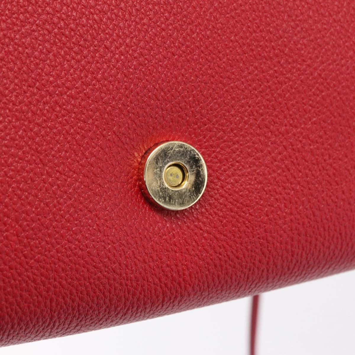 Saint Laurent Shoulder Bag Leather Red Gold Tone Auth 209090A