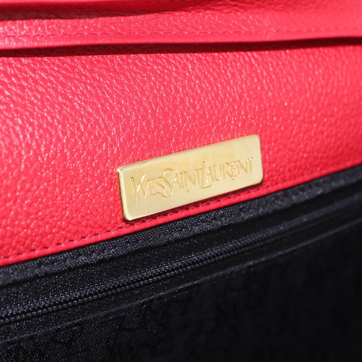 Saint Laurent Shoulder Bag Leather Red Gold Tone Auth 209090A