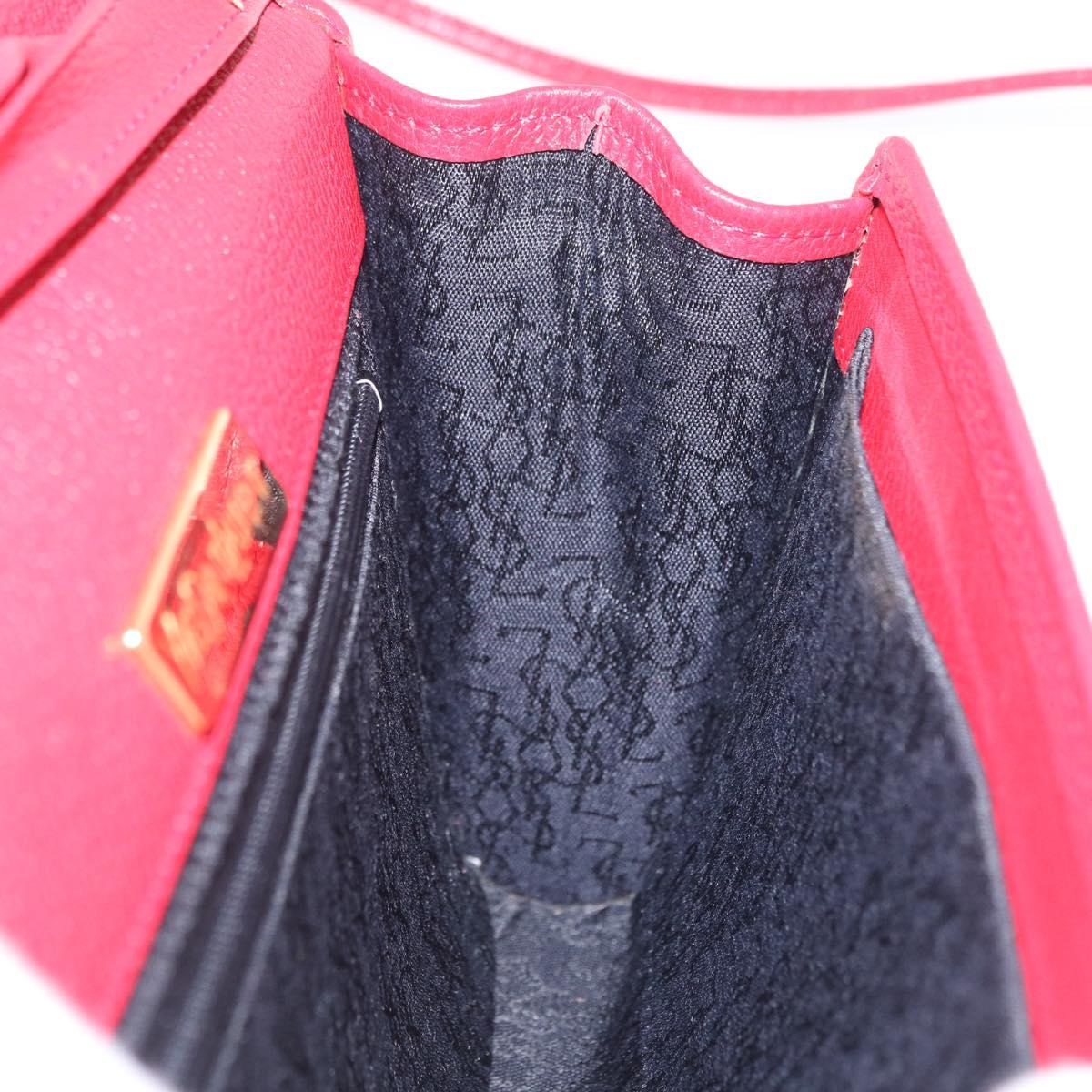 Saint Laurent Shoulder Bag Leather Red Gold Tone Auth 209090A