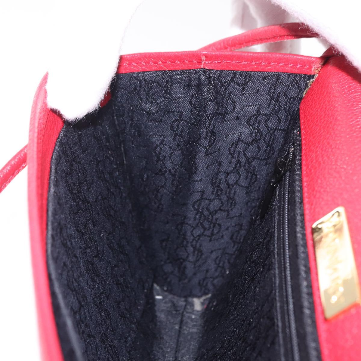 Saint Laurent Shoulder Bag Leather Red Gold Tone Auth 209090A