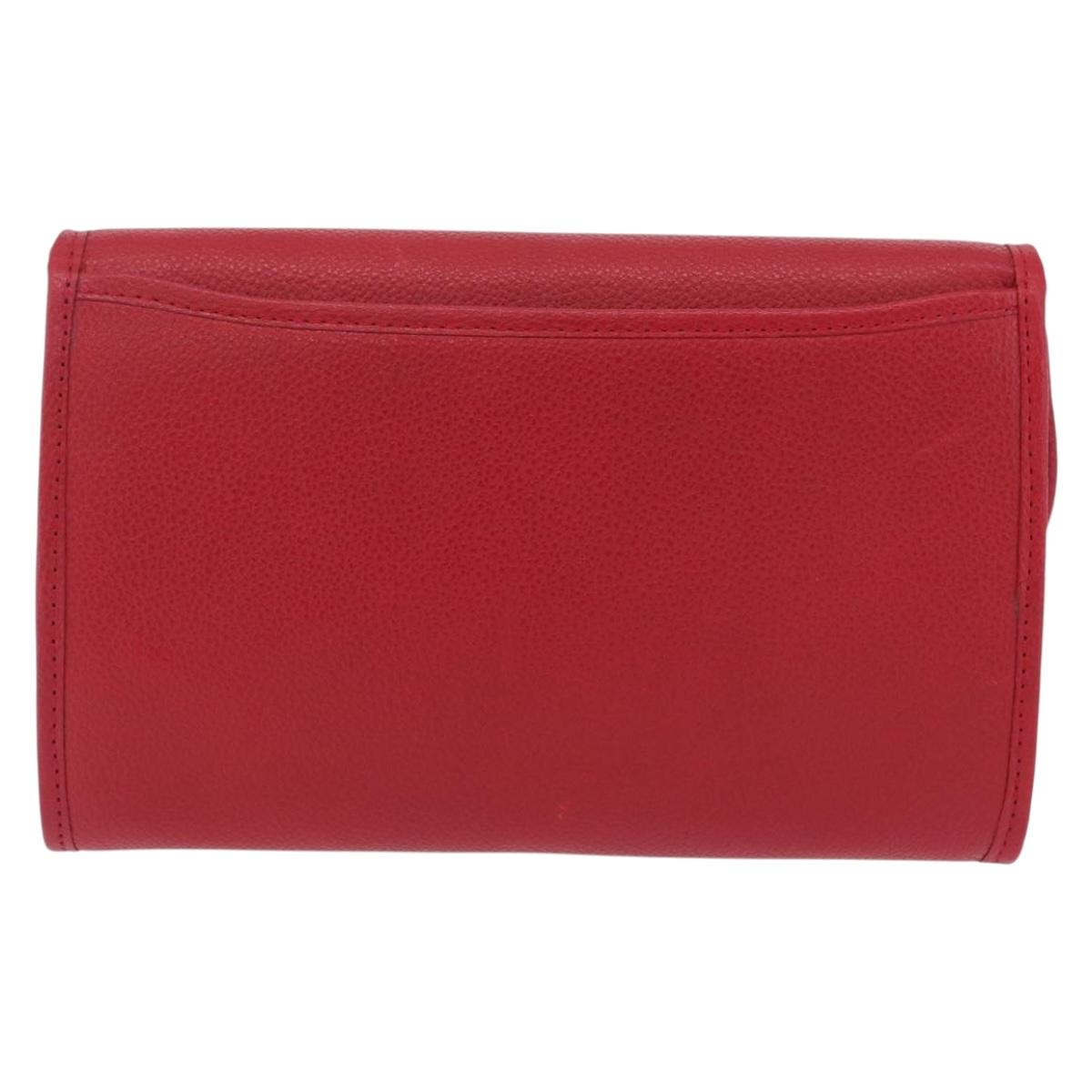 Saint Laurent Shoulder Bag Leather Red Gold Tone Auth 209090A
