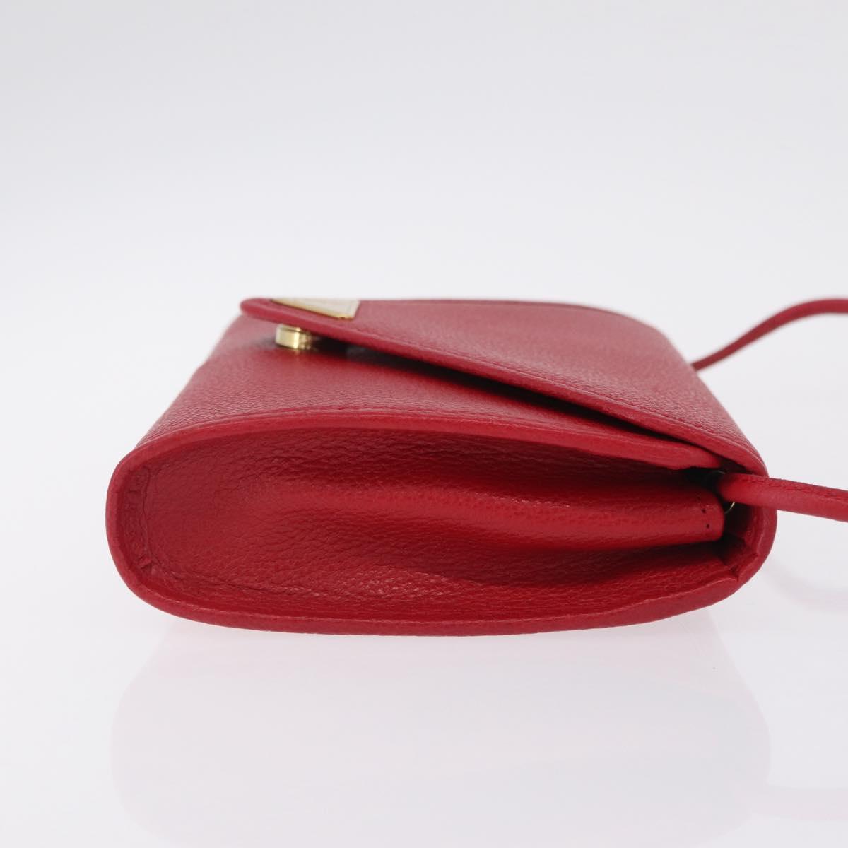 Saint Laurent Shoulder Bag Leather Red Gold Tone Auth 209090A