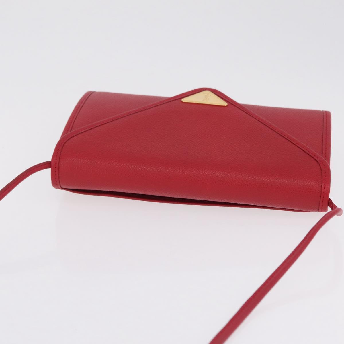 Saint Laurent Shoulder Bag Leather Red Gold Tone Auth 209090A