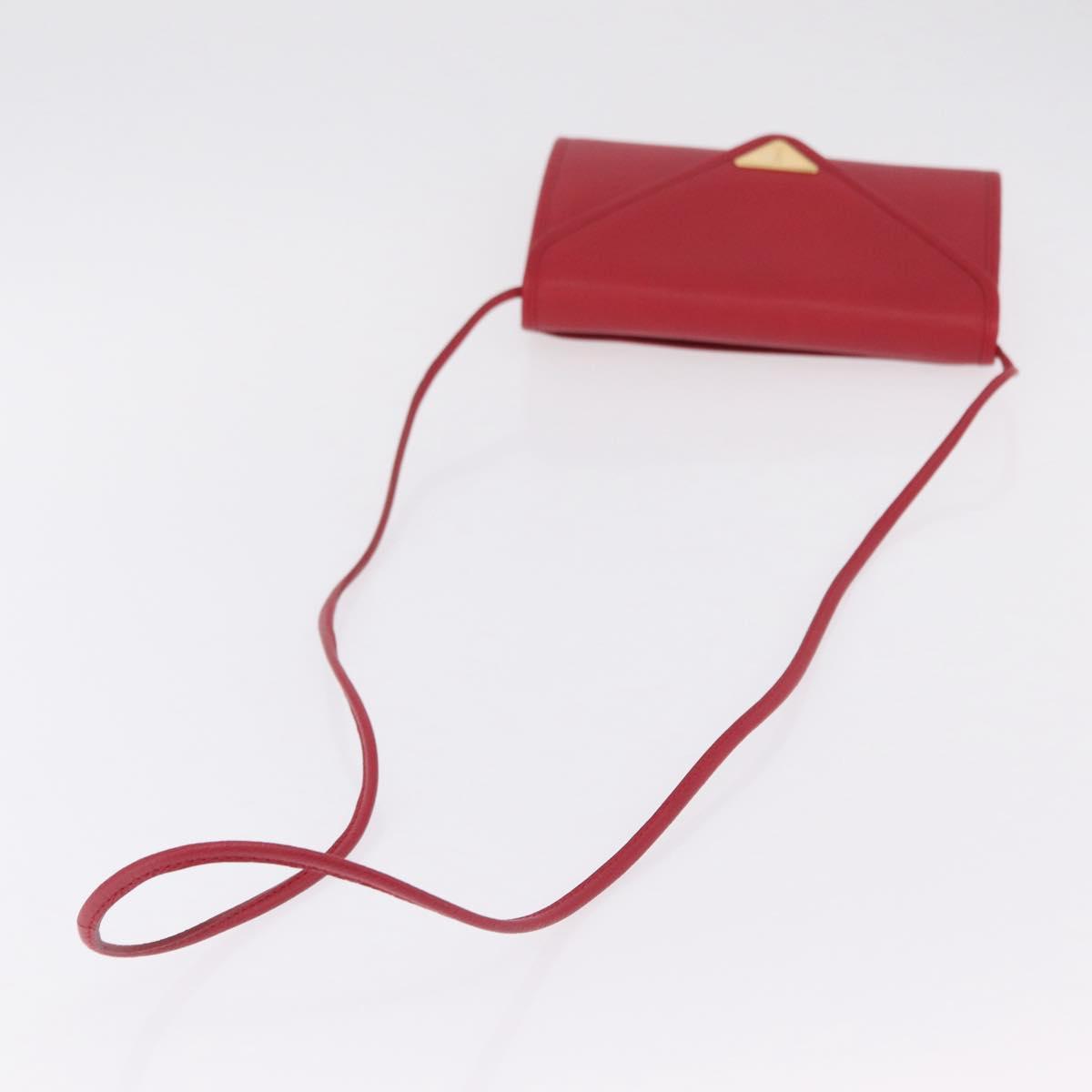 Saint Laurent Shoulder Bag Leather Red Gold Tone Auth 209090A