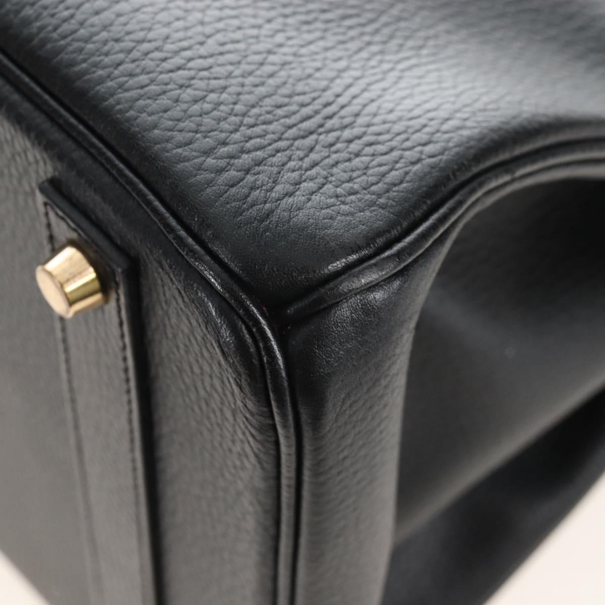 HERMES Birkin 40 Hand Bag Taurillon Clemence Black Gold Tone Auth 209093SM