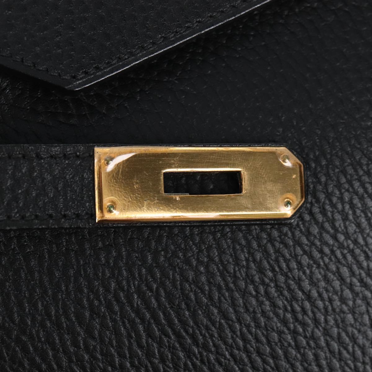 HERMES Birkin 40 Hand Bag Taurillon Clemence Black Gold Tone Auth 209093SM