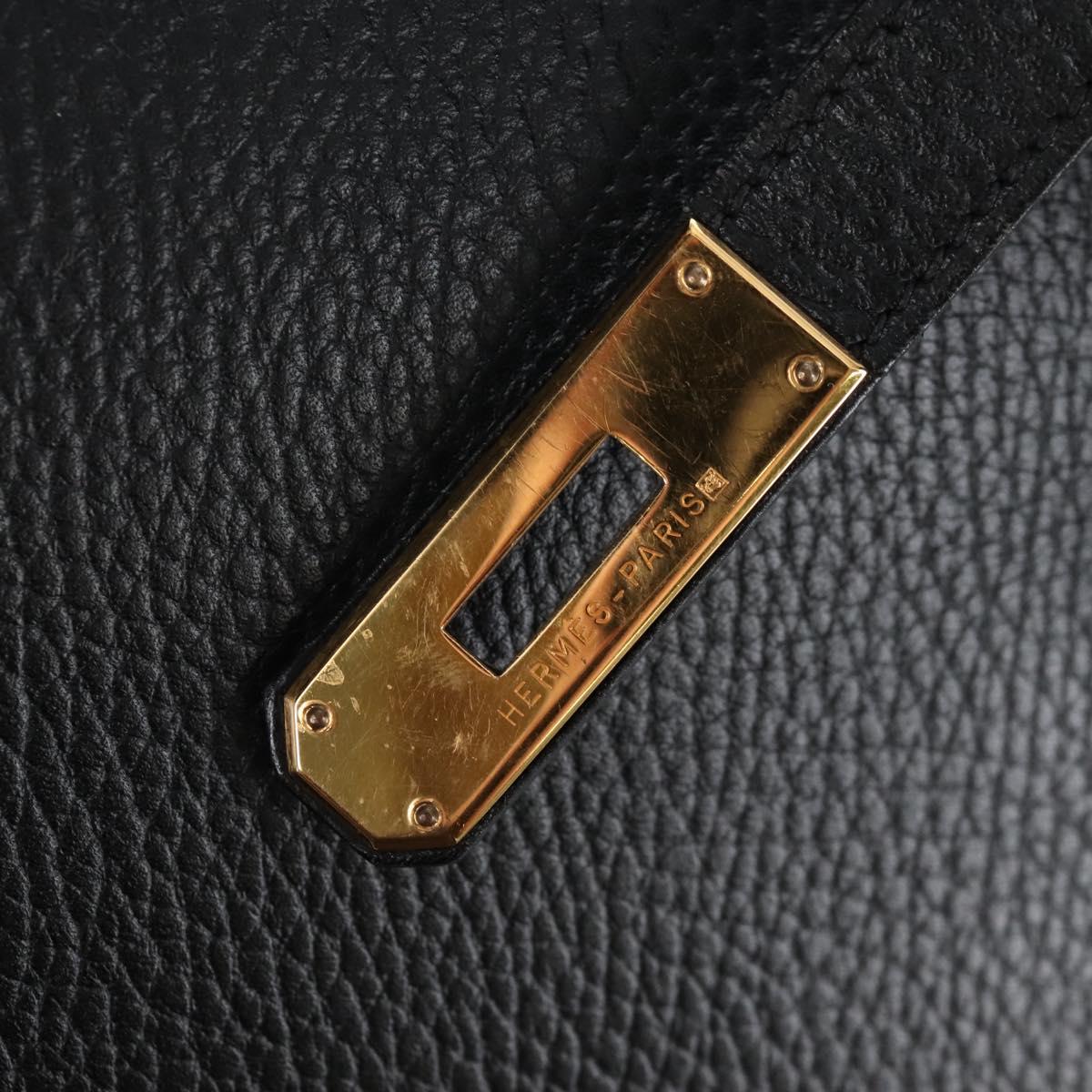 HERMES Birkin 40 Hand Bag Taurillon Clemence Black Gold Tone Auth 209093SM