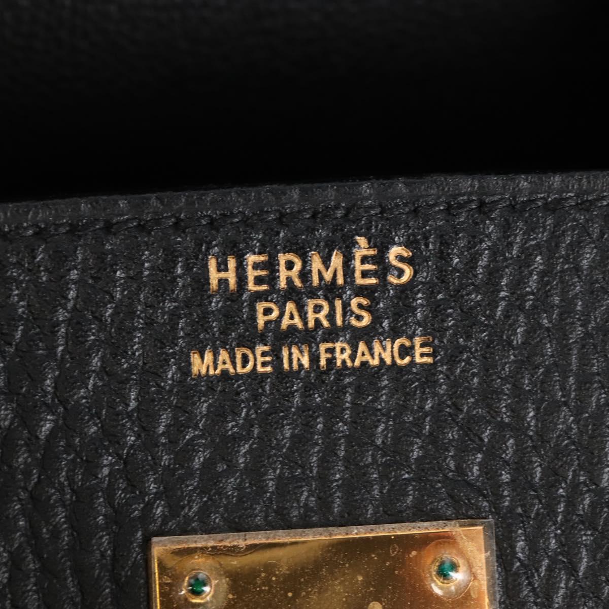 HERMES Birkin 40 Hand Bag Taurillon Clemence Black Gold Tone Auth 209093SM