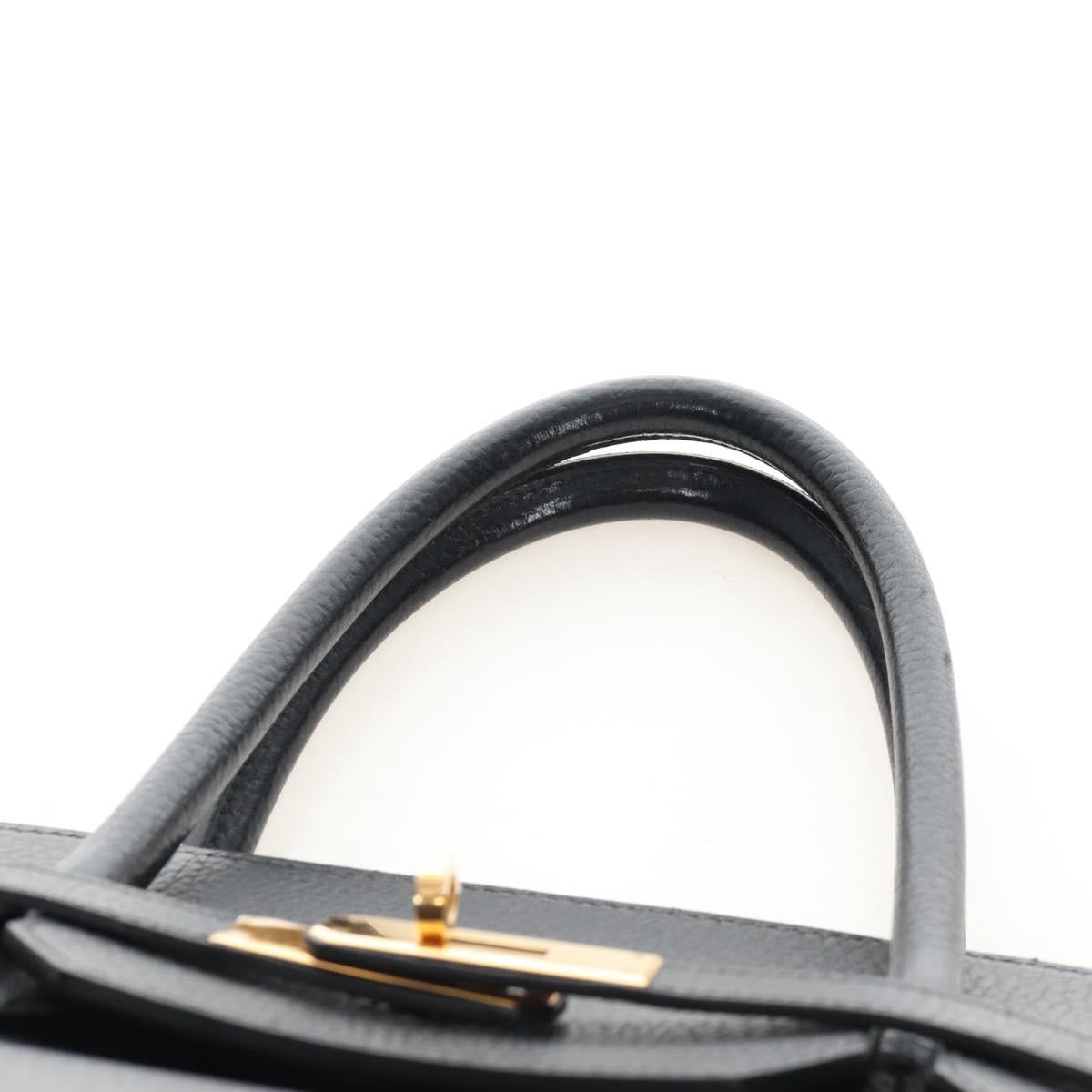 HERMES Birkin 40 Hand Bag Taurillon Clemence Black Gold Tone Auth 209093SM
