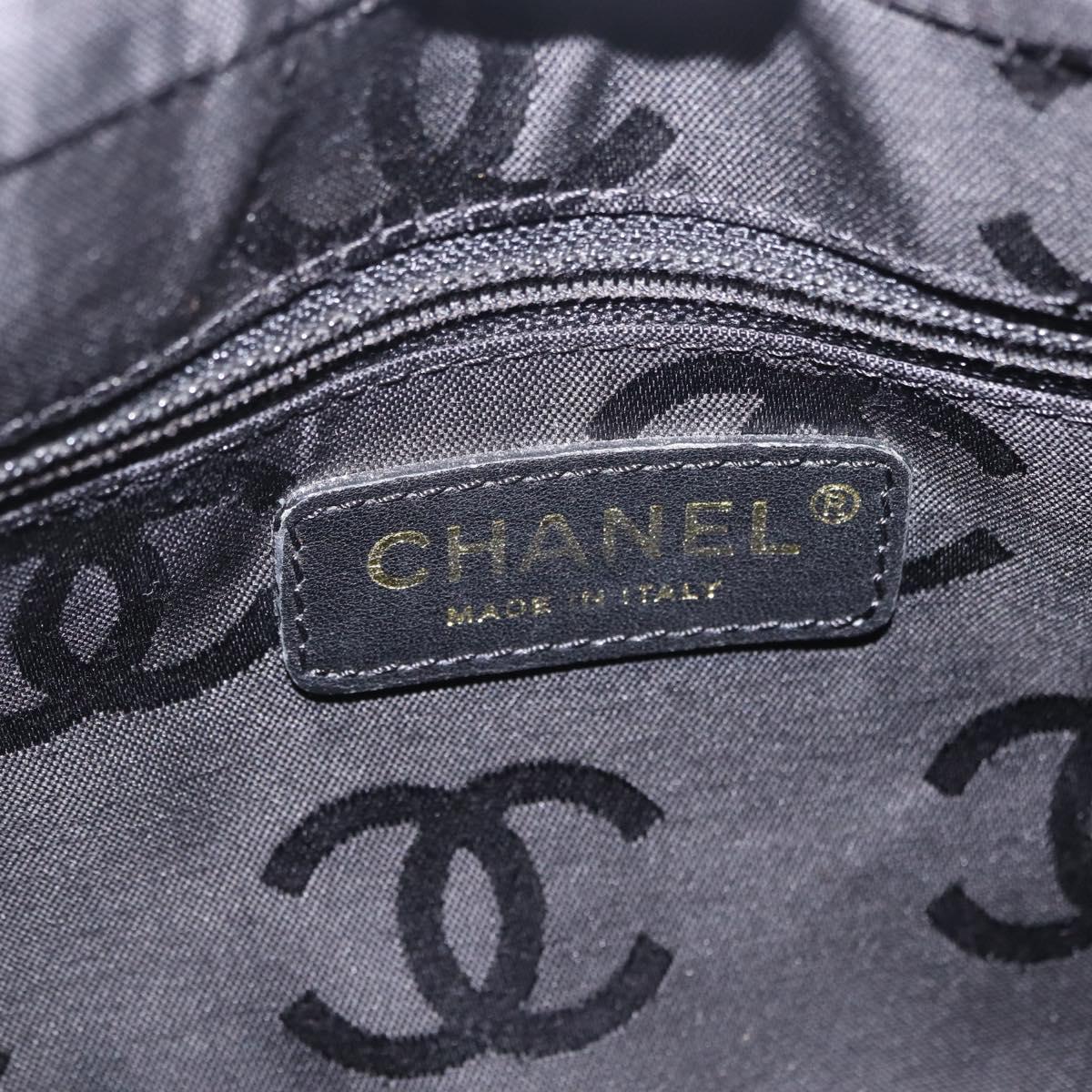 CHANEL Wild Stitch Shoulder Bag Leather Black Gold Tone CC Auth 209100A