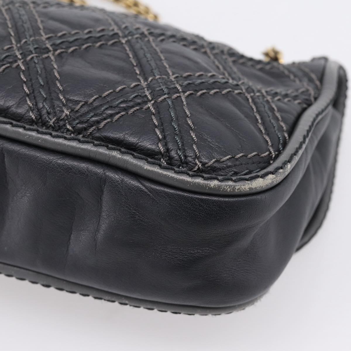 CHANEL Wild Stitch Chain Shoulder Bag Leather Black Gold Tone CC Auth 209101V