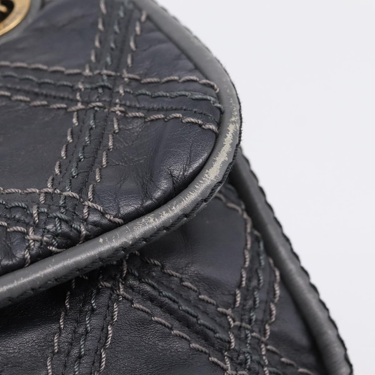 CHANEL Wild Stitch Chain Shoulder Bag Leather Black Gold Tone CC Auth 209101V
