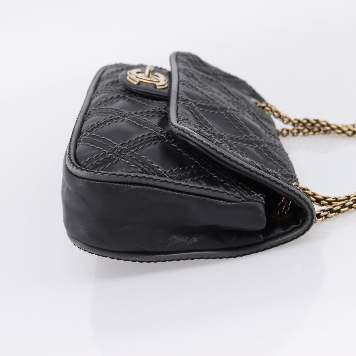 CHANEL Wild Stitch Chain Shoulder Bag Leather Black Gold Tone CC Auth 209101V