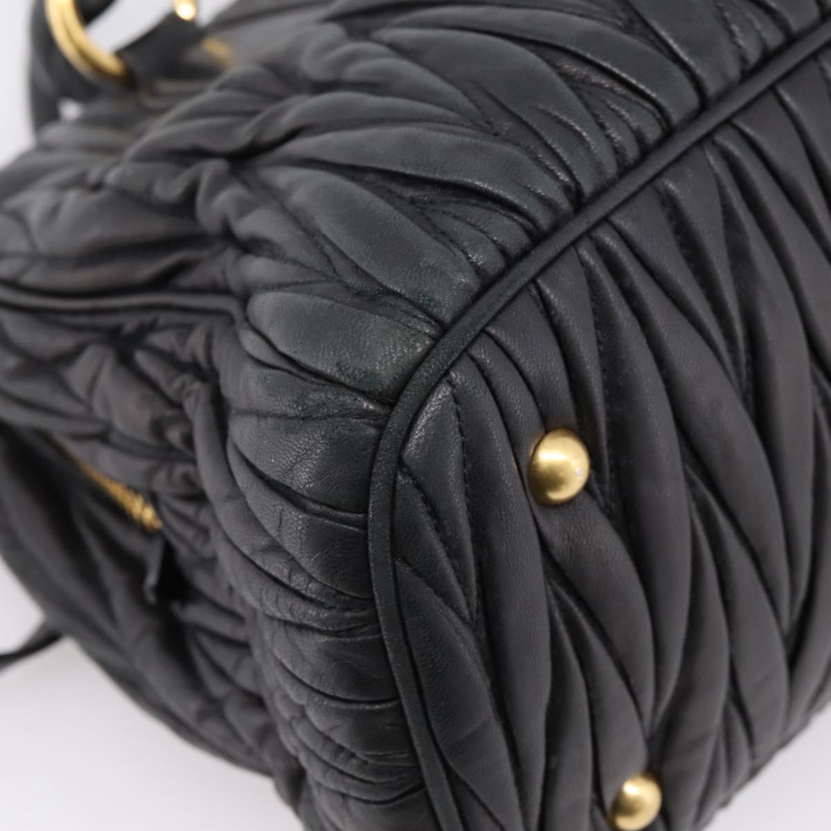 Miu Miu Matelasse Hand Bag Leather 2way Black Gold Tone Auth 209103A