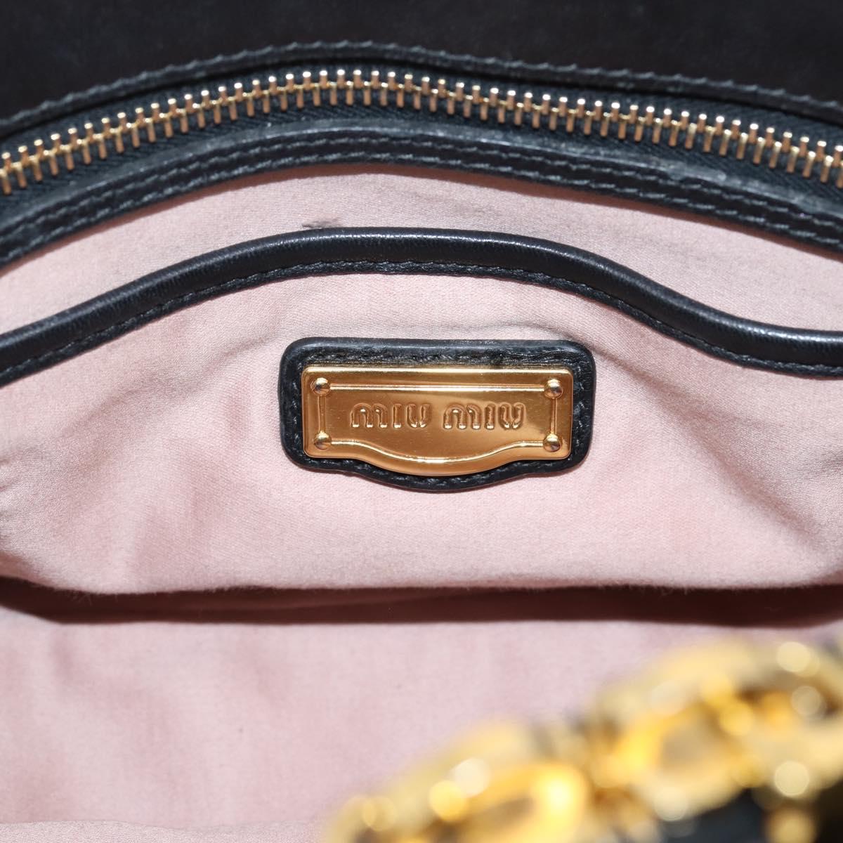 Miu Miu Matelasse Hand Bag Leather 2way Black Gold Tone Auth 209103A