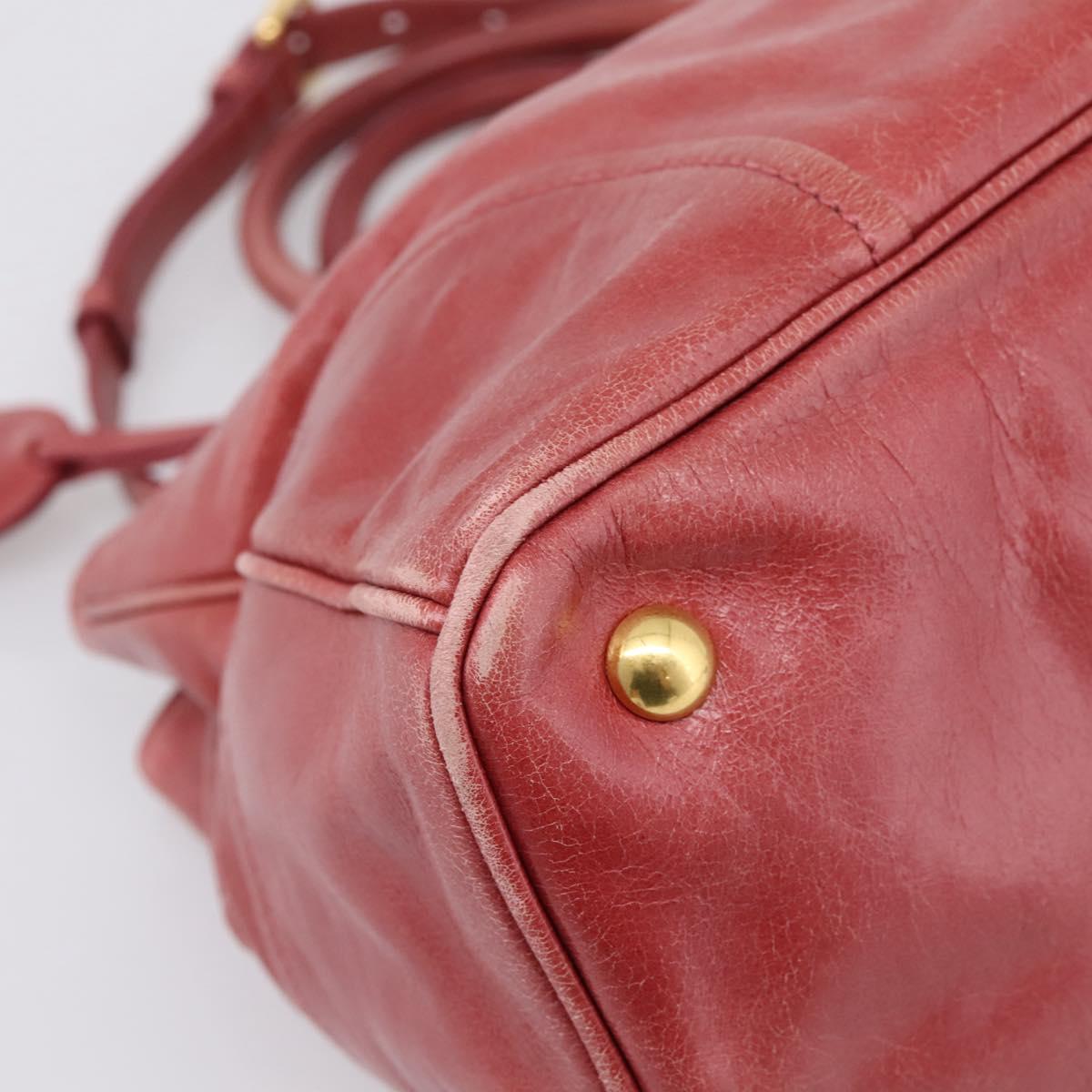 Miu Miu Hand Bag Leather 2way Pink Gold Tone Auth 209105V