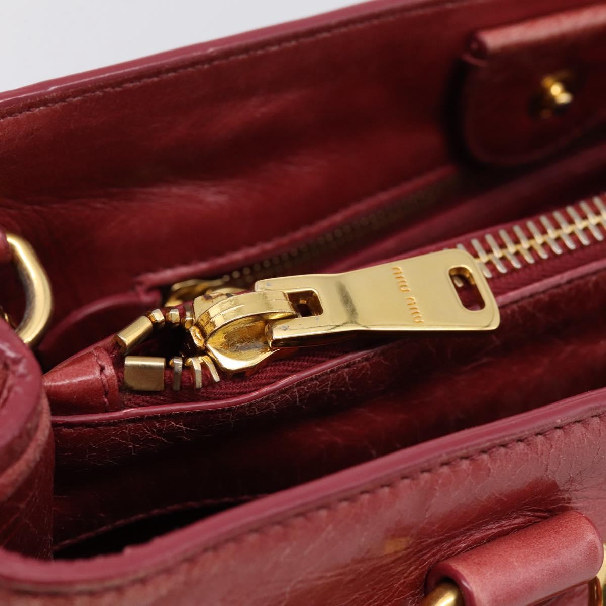 Miu Miu Hand Bag Leather 2way Pink Gold Tone Auth 209105V