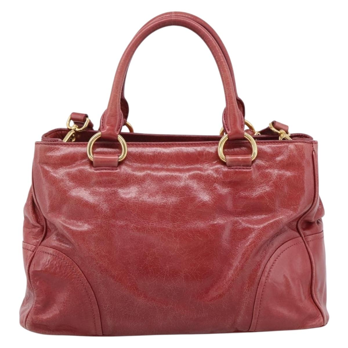 Miu Miu Hand Bag Leather 2way Pink Gold Tone Auth 209105V