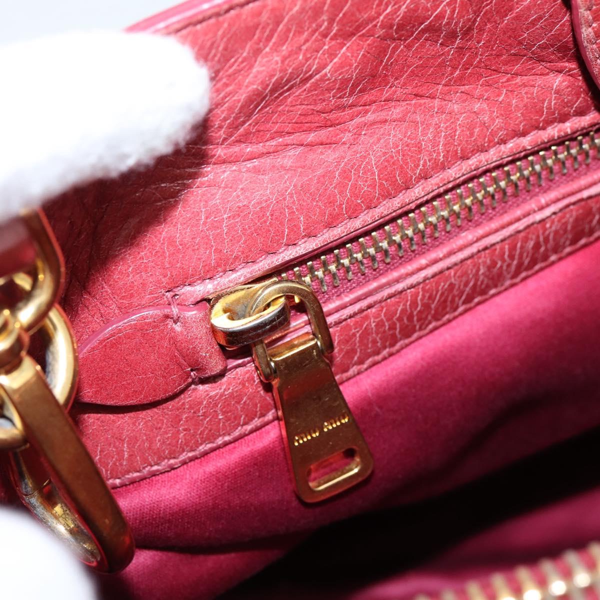 Miu Miu Hand Bag Leather 2way Pink Gold Tone Auth 209105V