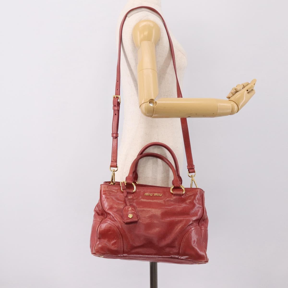 Miu Miu Hand Bag Leather 2way Pink Gold Tone Auth 209105V