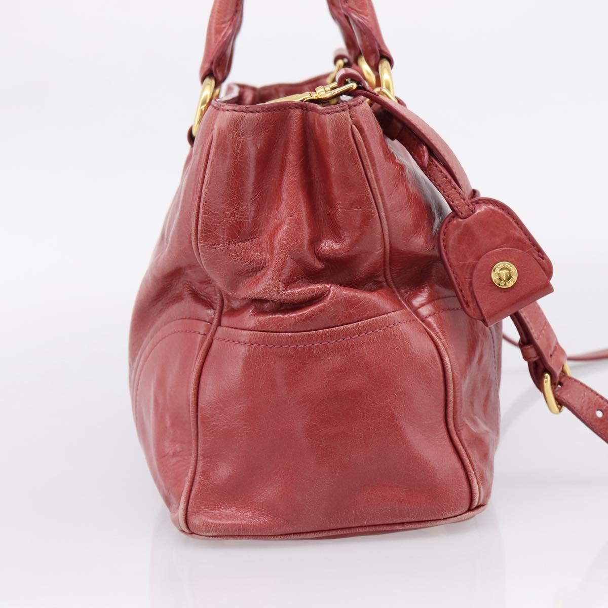 Miu Miu Hand Bag Leather 2way Pink Gold Tone Auth 209105V