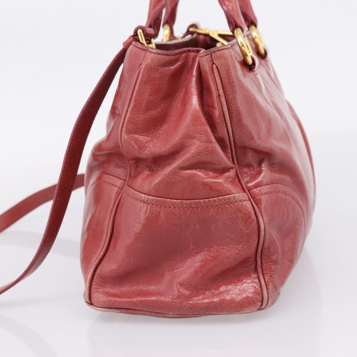 Miu Miu Hand Bag Leather 2way Pink Gold Tone Auth 209105V