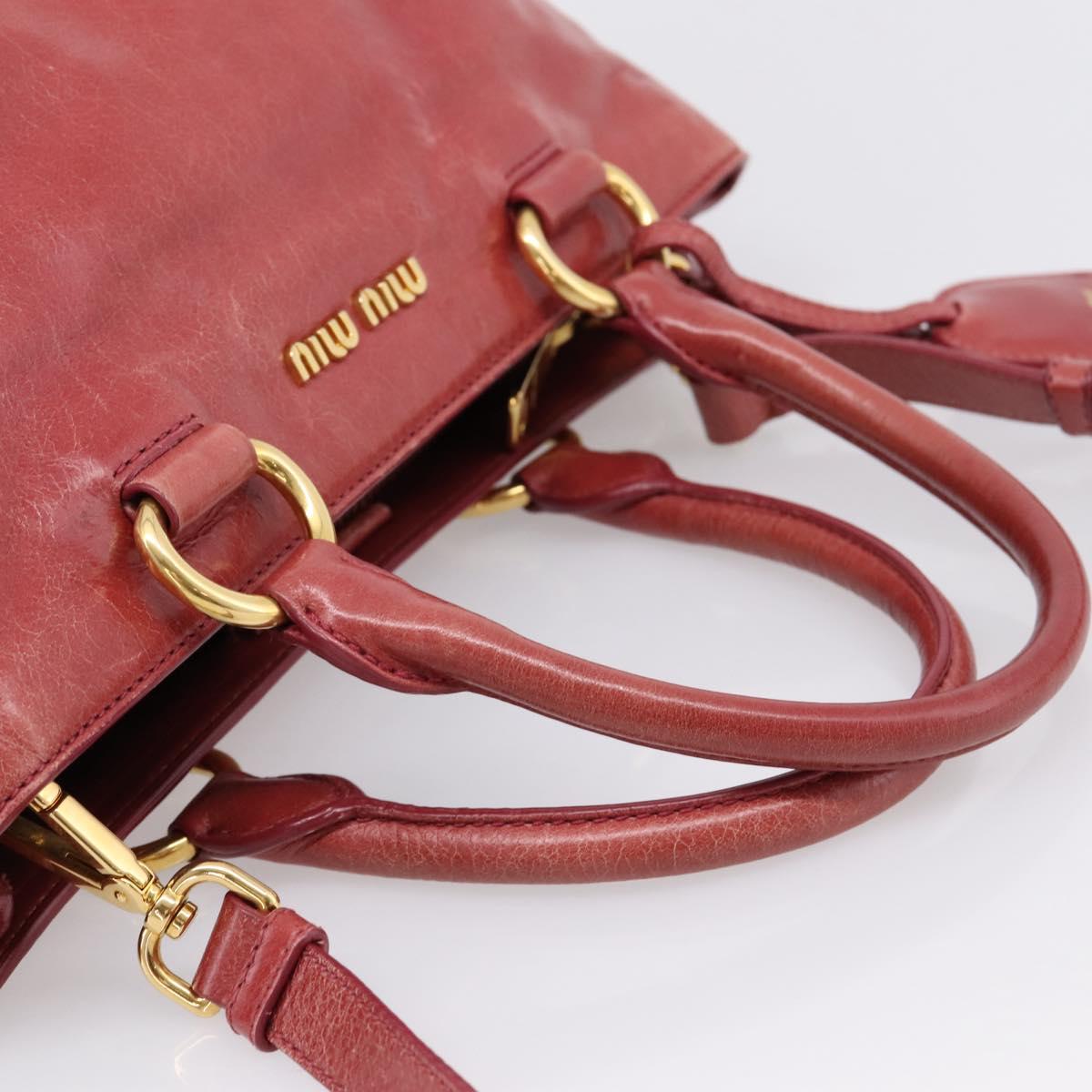 Miu Miu Hand Bag Leather 2way Pink Gold Tone Auth 209105V
