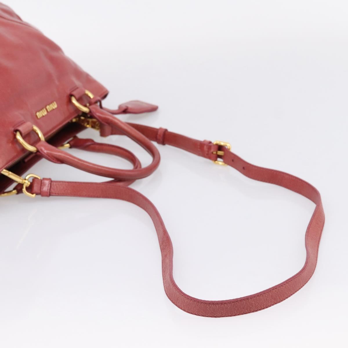 Miu Miu Hand Bag Leather 2way Pink Gold Tone Auth 209105V