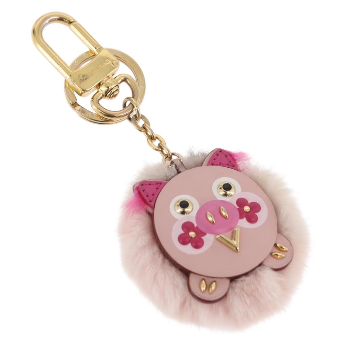 LOUIS VUITTON Bijoux Sac Wild Fur Charm Pink Gold Tone M64260 LV Auth 209113M