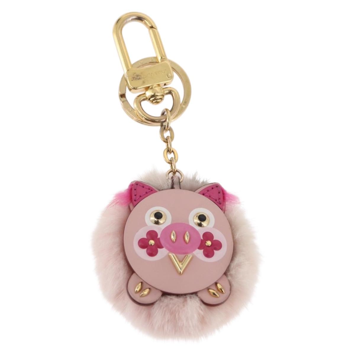 LOUIS VUITTON Bijoux Sac Wild Fur Charm Pink Gold Tone M64260 LV Auth 209113M