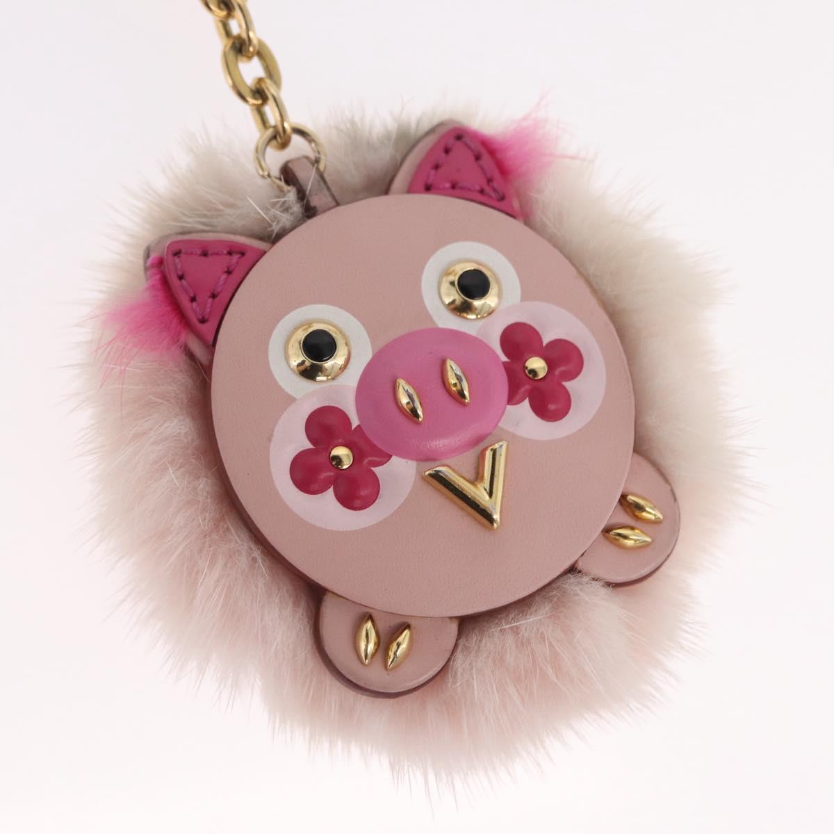 LOUIS VUITTON Bijoux Sac Wild Fur Charm Pink Gold Tone M64260 LV Auth 209113M