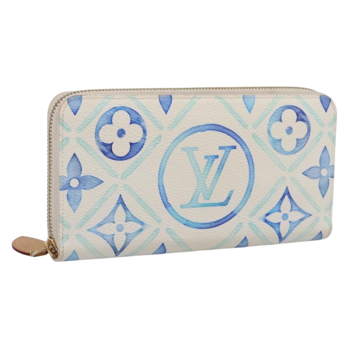 LOUIS VUITTON Monogram Tiles Zippy Wallet Long Wallet Blue M83624 Auth 209114M