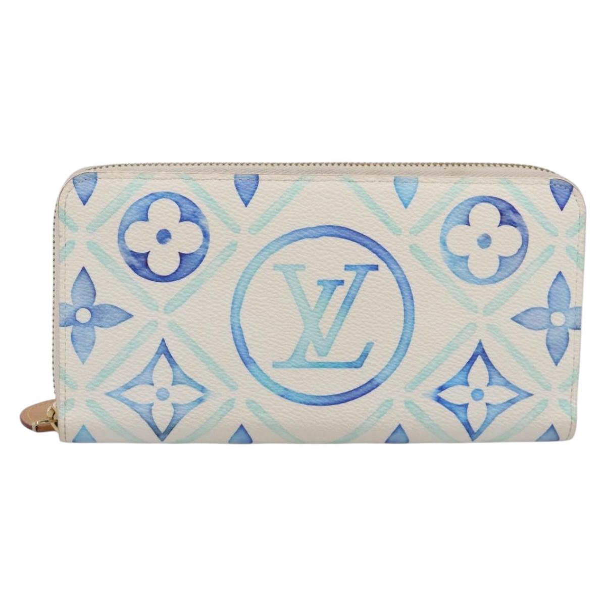 LOUIS VUITTON Monogram Tiles Zippy Wallet Long Wallet Blue M83624 Auth 209114M