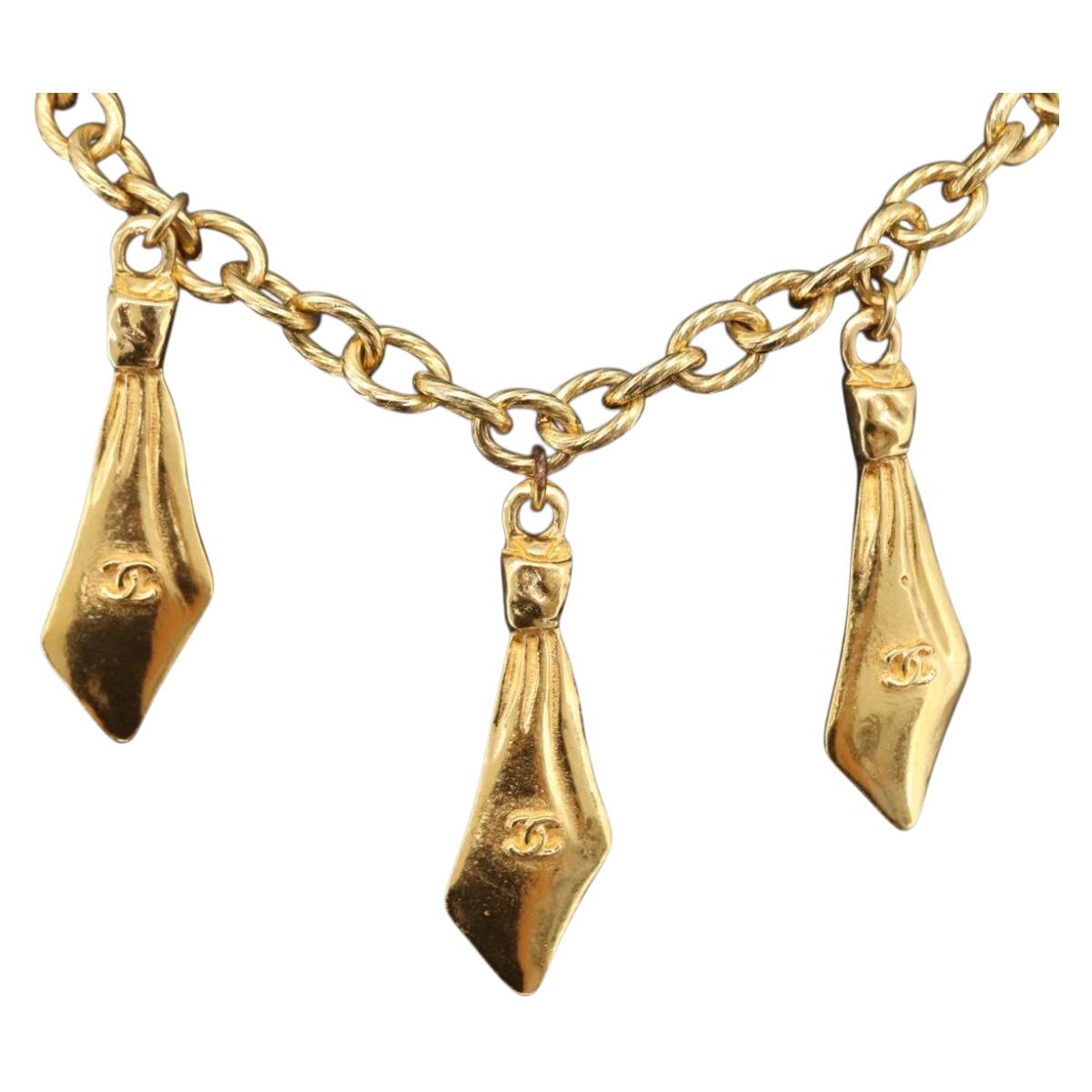 CHANEL Necklace Metal Gold CC Auth 209116V