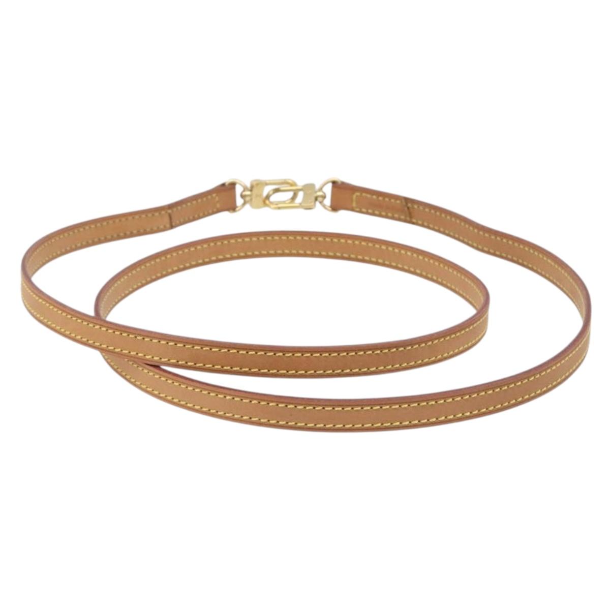 LOUIS VUITTON Vachetta leather Strap Beige Gold Tone LV Auth 209128A