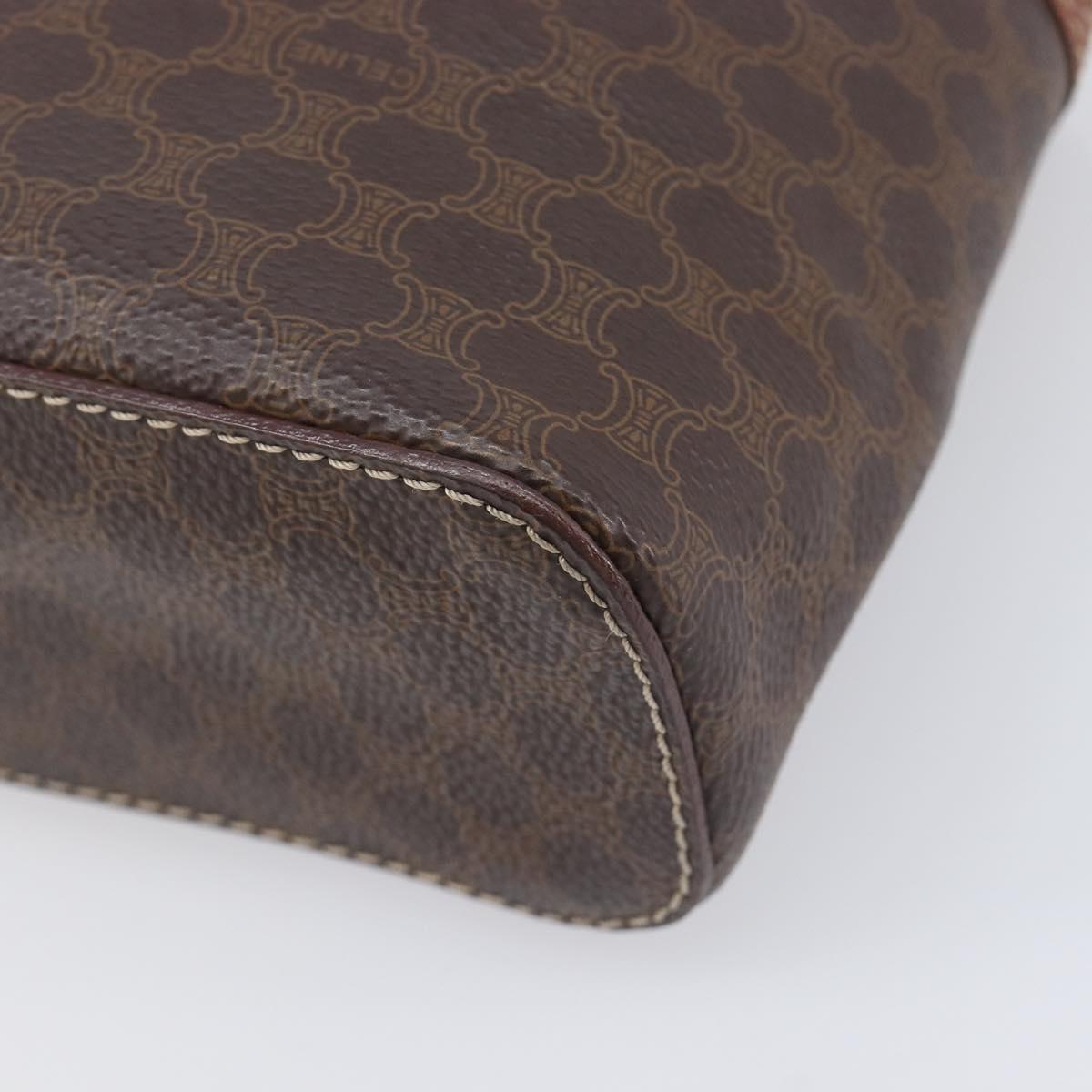 CELINE Macadam Vanity Pouch PVC Brown Gold Auth 209129