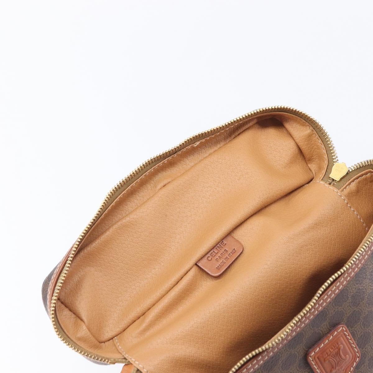CELINE Macadam Vanity Pouch PVC Brown Gold Auth 209129