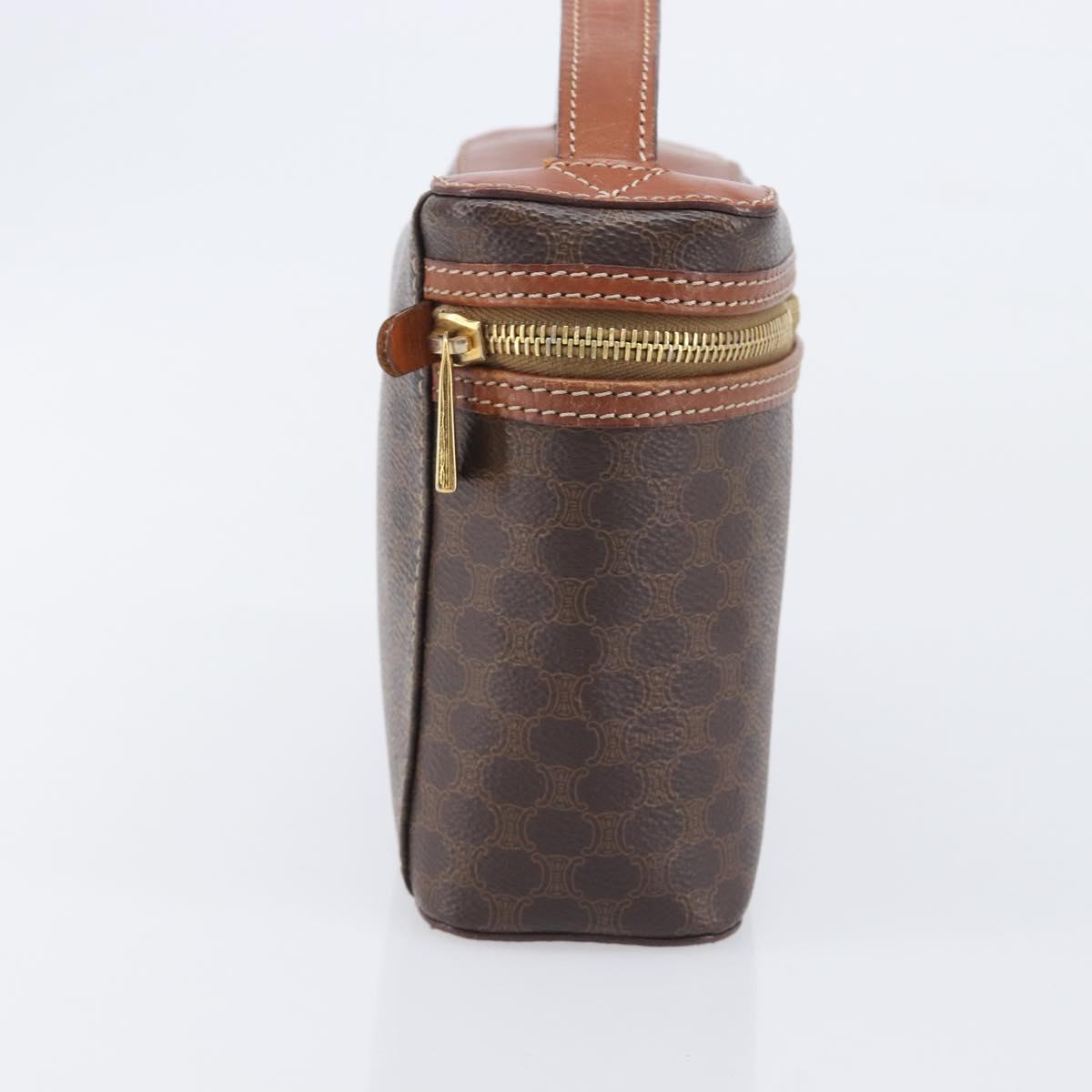CELINE Macadam Vanity Pouch PVC Brown Gold Auth 209129