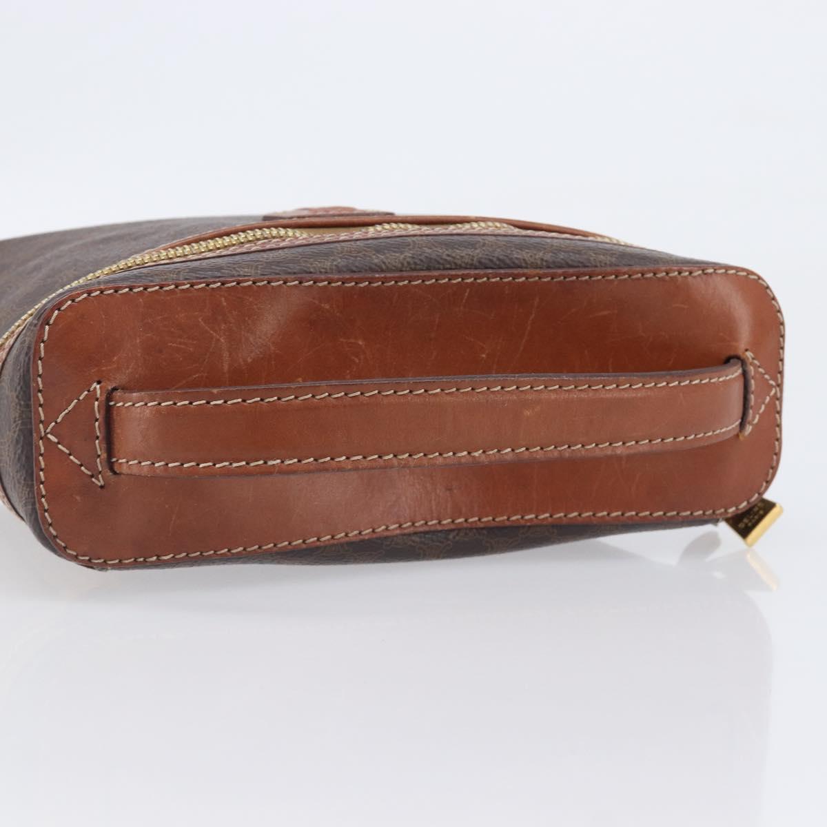 CELINE Macadam Vanity Pouch PVC Brown Gold Auth 209129