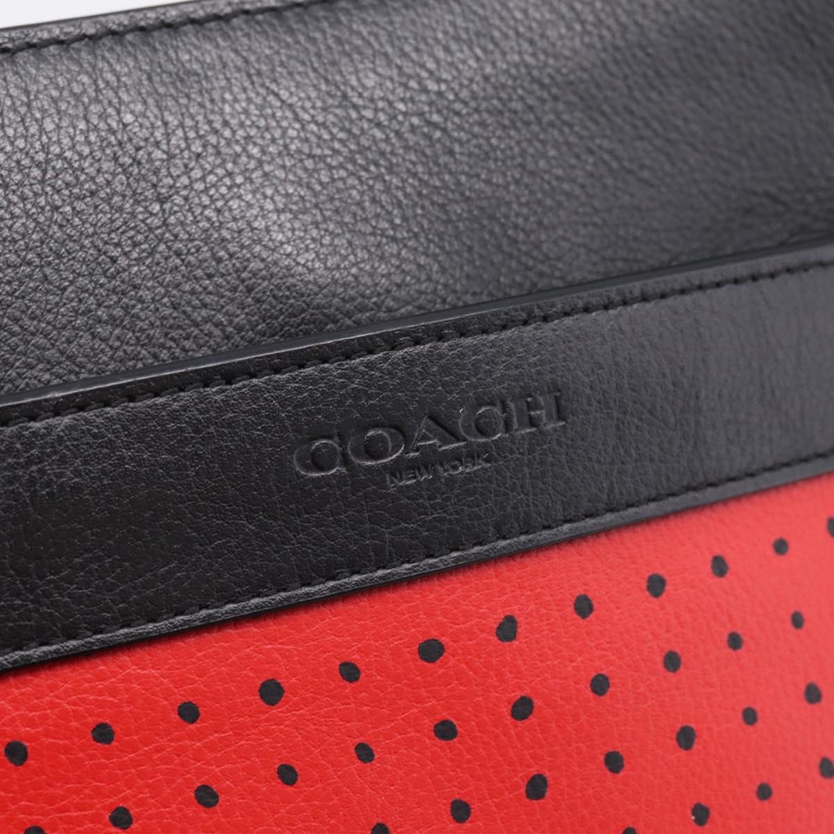 Coach Shoulder Bag Leather Red Silver Auth 209133A