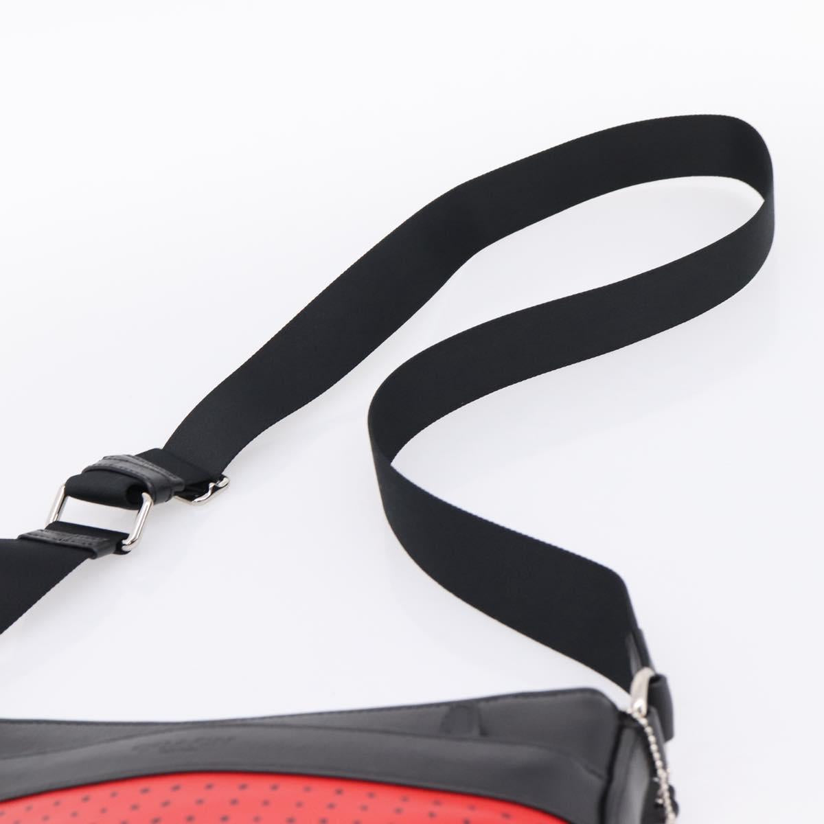 Coach Shoulder Bag Leather Red Silver Auth 209133A