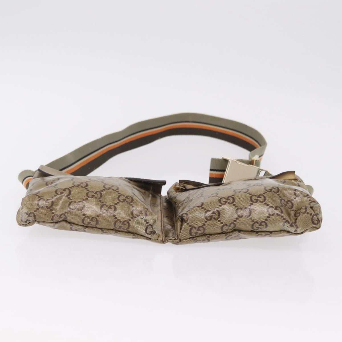 GUCCI GG Crystal Sherry Line Waist Bag PVC Gold 28566 Auth 209134