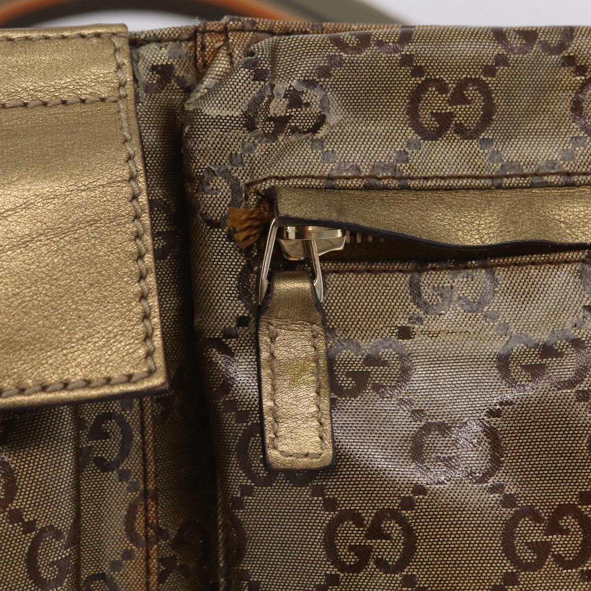 GUCCI GG Crystal Sherry Line Waist Bag PVC Gold 28566 Auth 209134