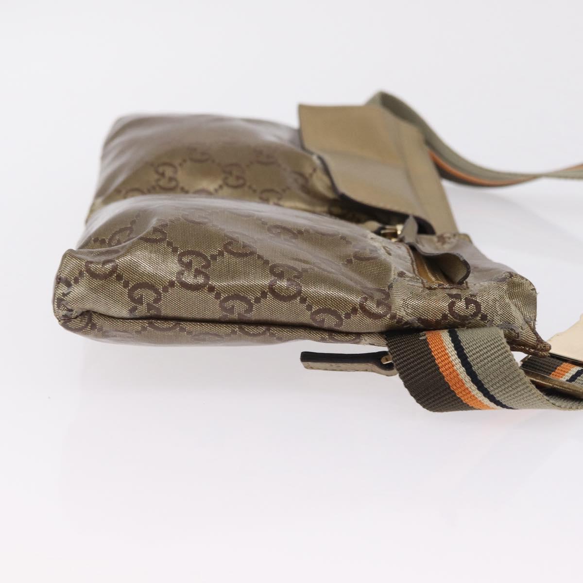 GUCCI GG Crystal Sherry Line Waist Bag PVC Gold 28566 Auth 209134