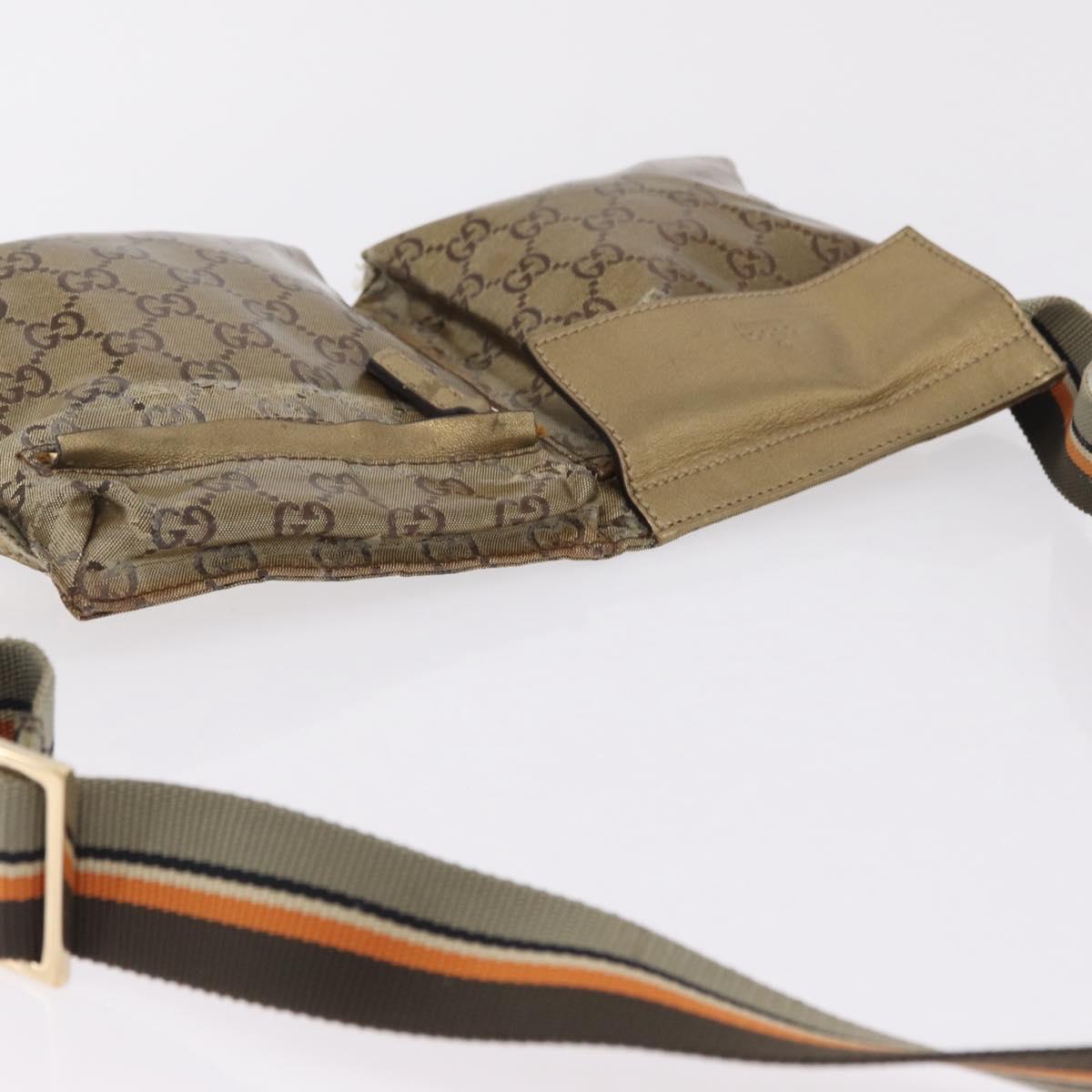 GUCCI GG Crystal Sherry Line Waist Bag PVC Gold 28566 Auth 209134