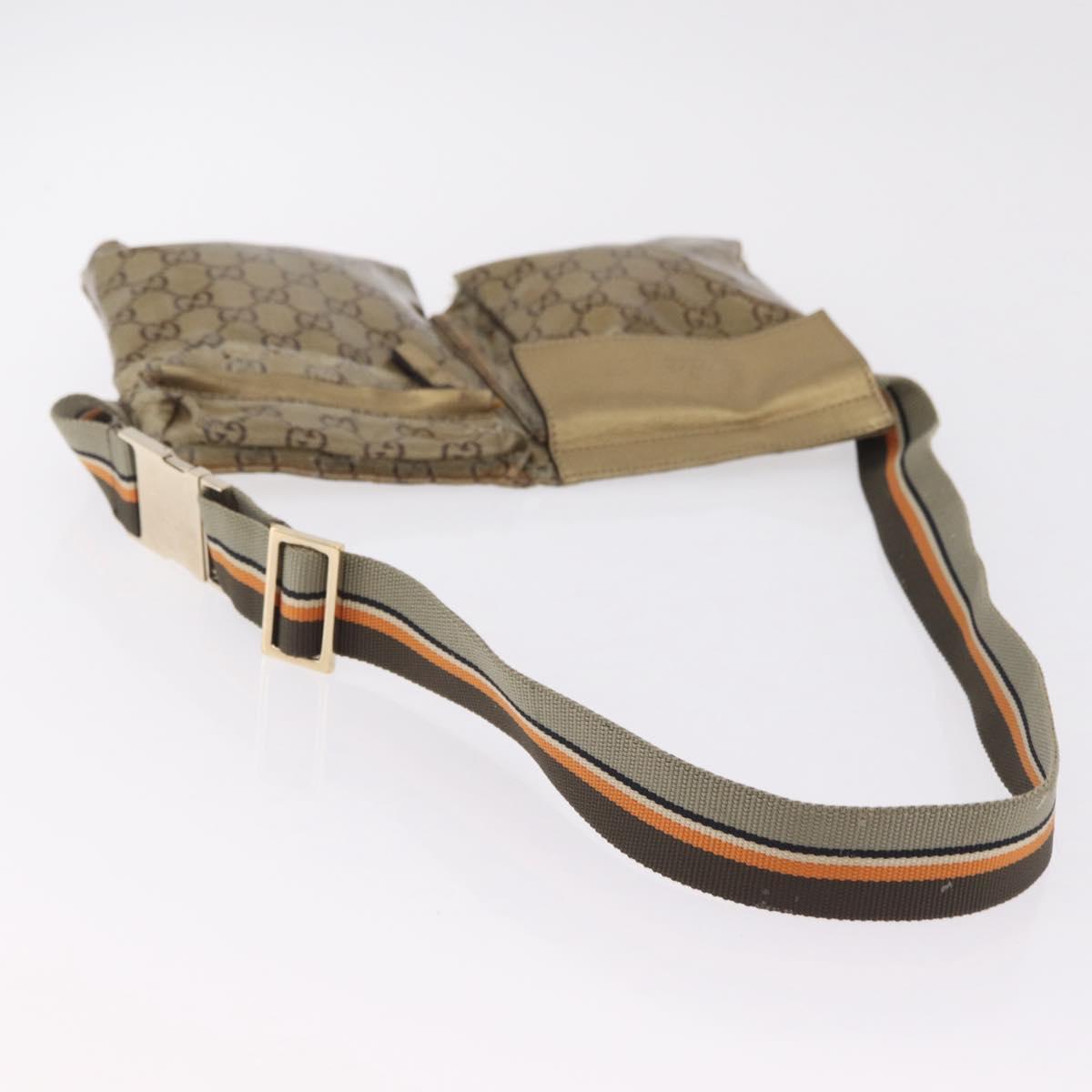 GUCCI GG Crystal Sherry Line Waist Bag PVC Gold 28566 Auth 209134