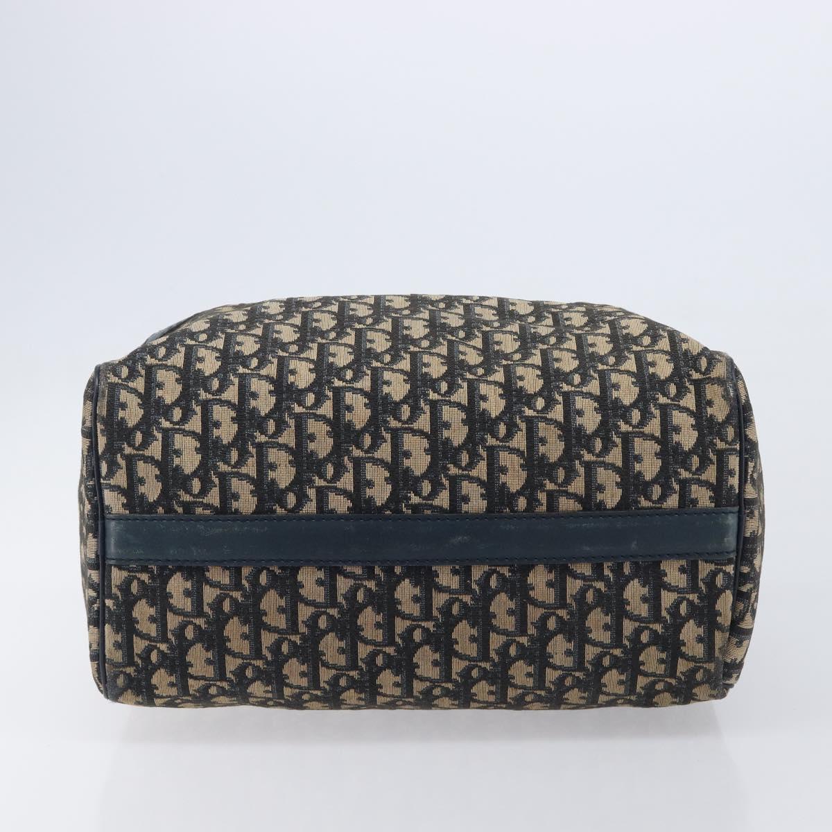 Christian Dior Trotter Canvas Boston Bag Navy Silver Auth 209140