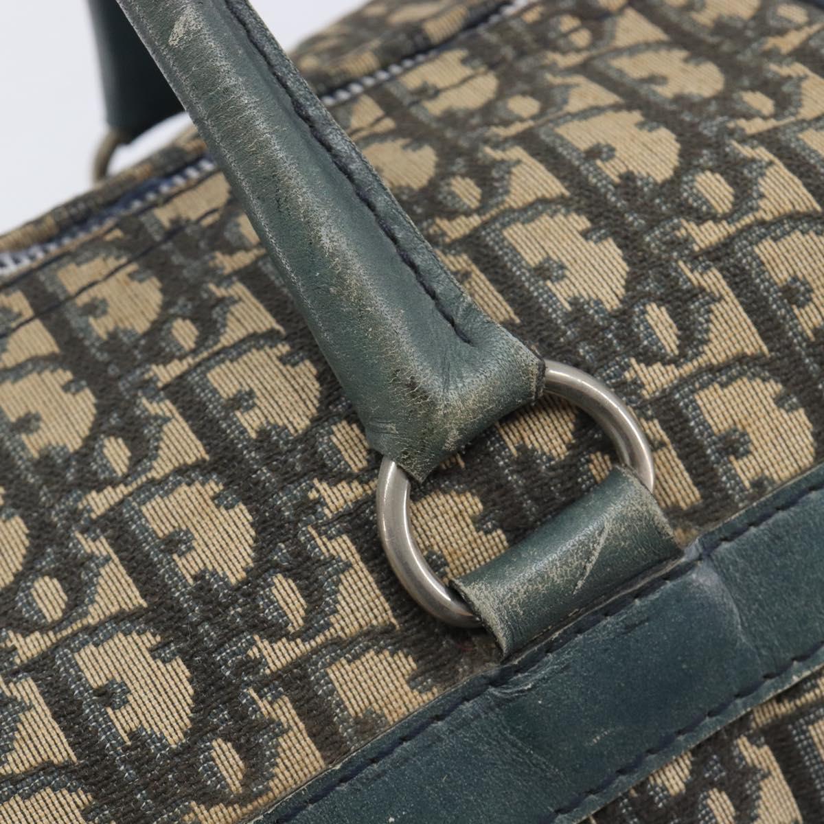 Christian Dior Trotter Canvas Boston Bag Navy Silver Auth 209140