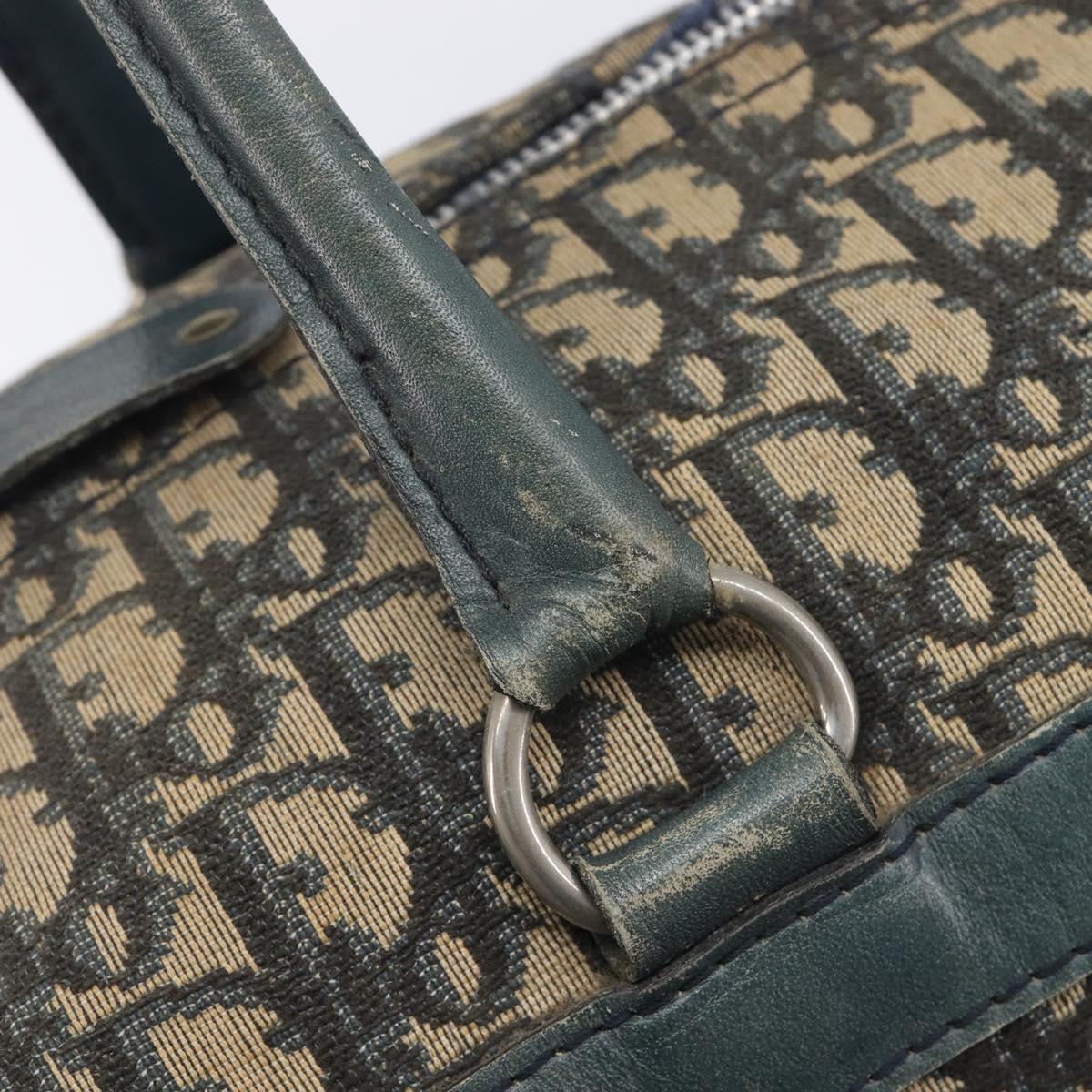 Christian Dior Trotter Canvas Boston Bag Navy Silver Auth 209140